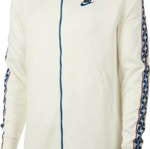 Nike Men's Tapered Track Jacket Full Zip White with Blue Letters Size Large